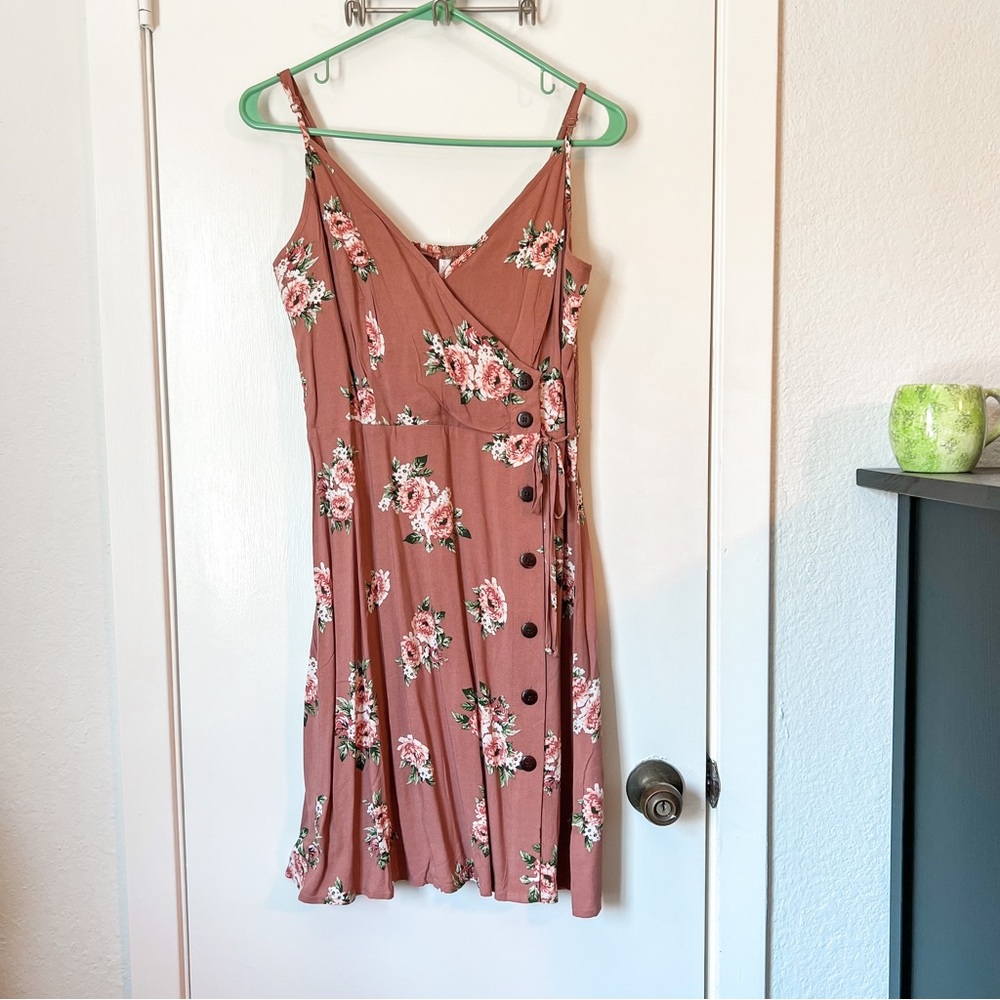 Mauve floral wrap dress